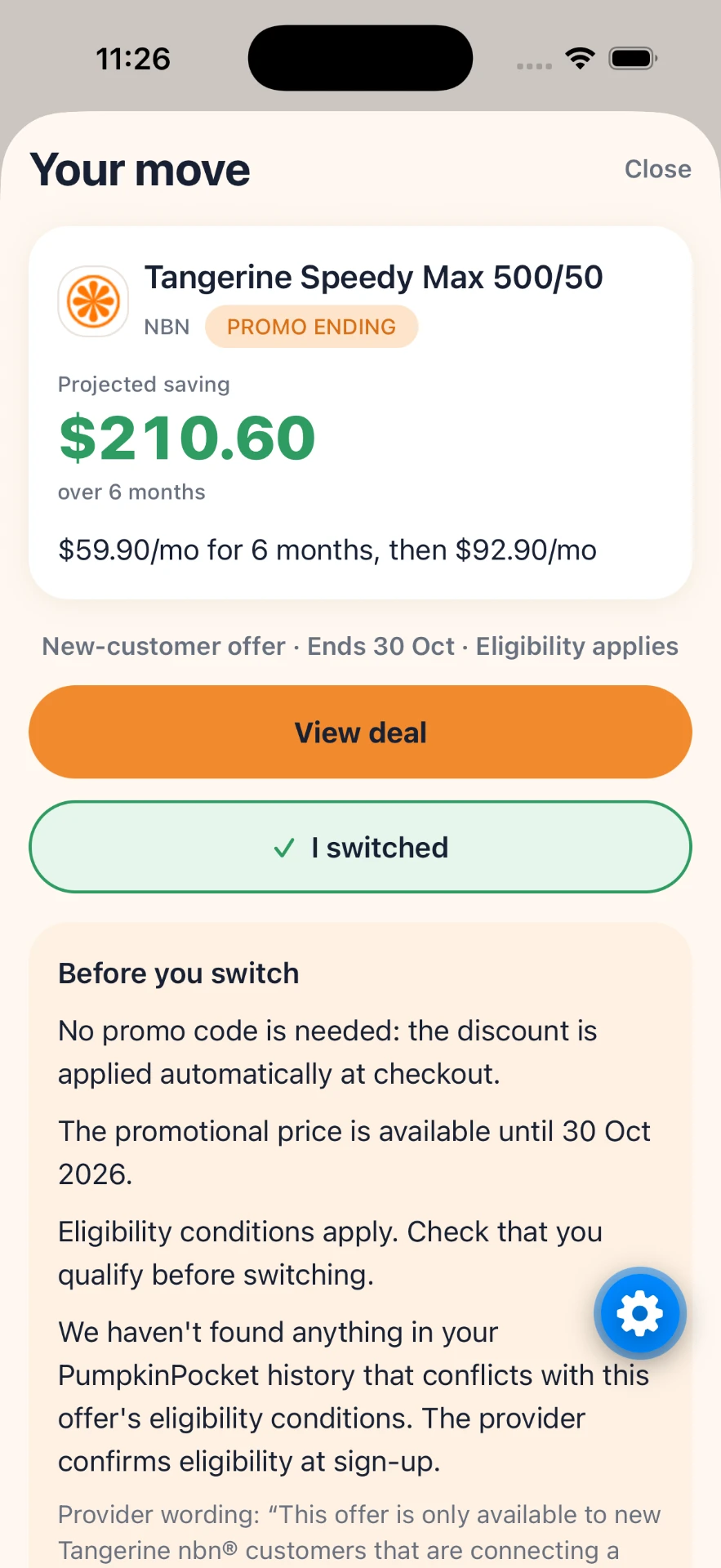 Your move: Tangerine Speedy Max deal details